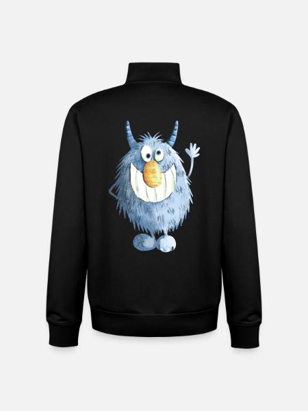 Blue grinning monster - Unisex Organic Zip Sweatshirt by Stanley/Stella - black