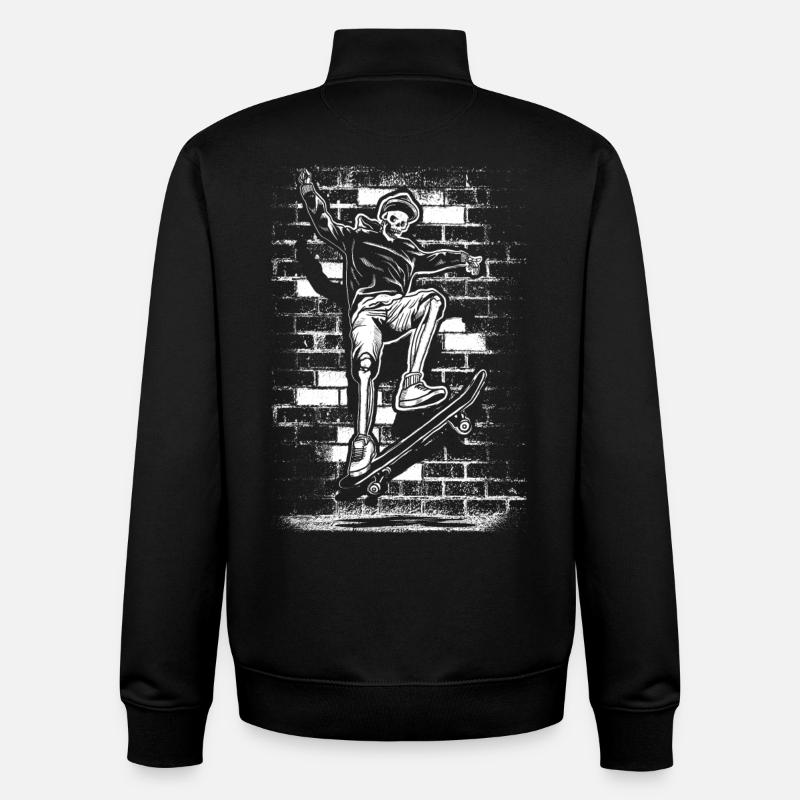 Skate | Skater | planche à roulette - Sweat zippé unisexe en coton bio Stanley/Stella - noir