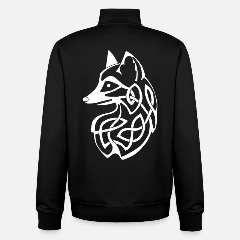 White fox - Unisex Organic Zip Sweatshirt by Stanley/Stella - black