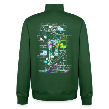 Skate - Skateboard - Skater Skull - Unisex Organic Zip Sweatshirt von Stanley/Stella - Flaschengrün - Hinten - AI Model Male 185 dark (185cm)