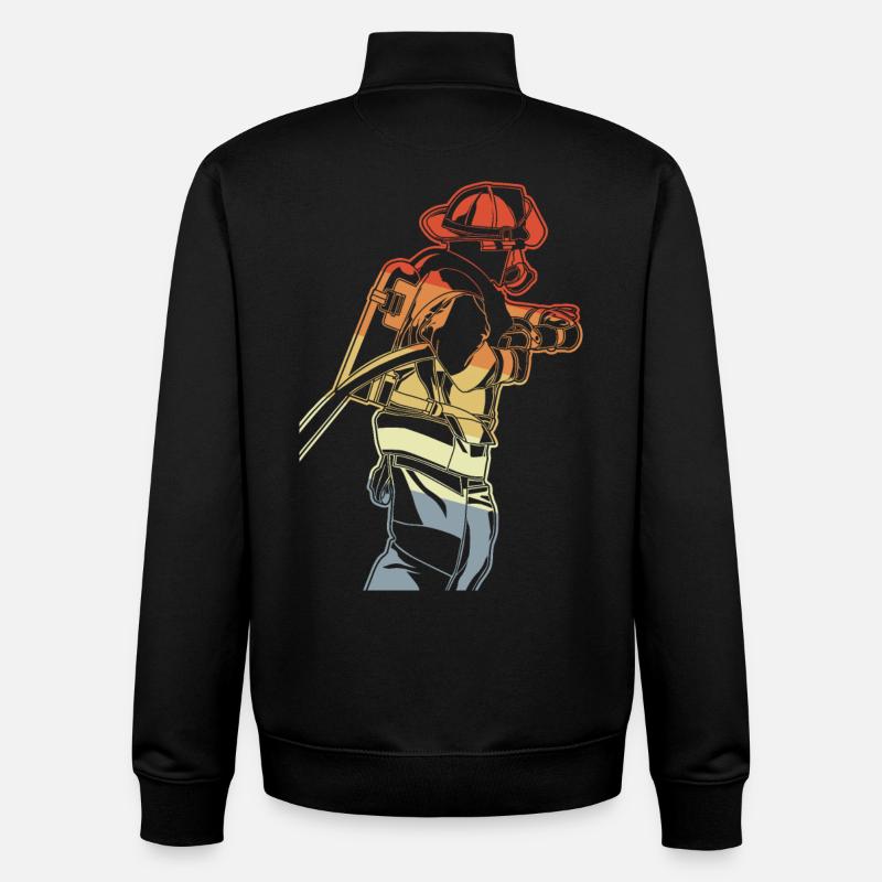 Pompier - Sweat zippé unisexe en coton bio Stanley/Stella - noir