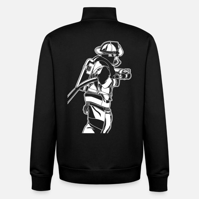 Croquis de pompier - Sweat zippé unisexe en coton bio Stanley/Stella - noir