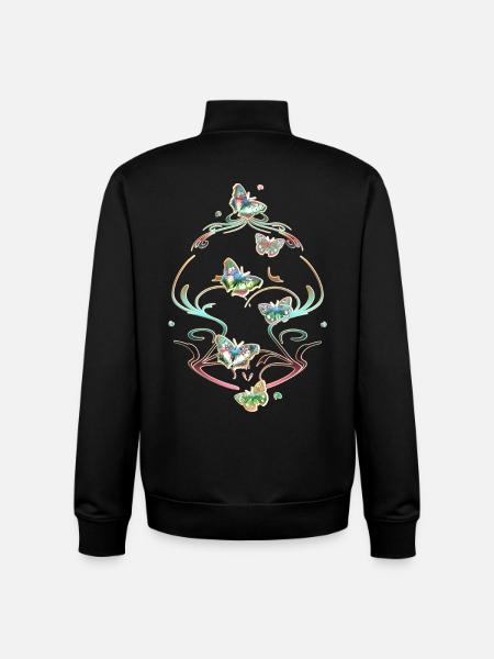 Butterflies Tendrils Ornaments Patterns - Unisex Organic Zip Sweatshirt by Stanley/Stella - black