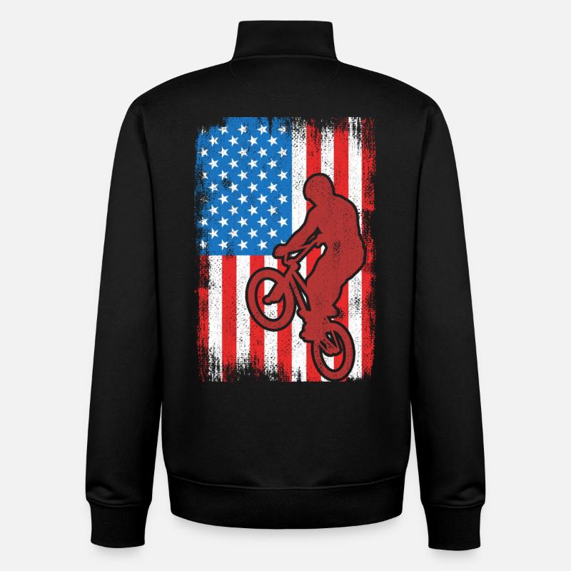 BMX États-Unis - Sweat zippé unisexe en coton bio Stanley/Stella - noir