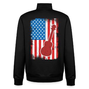 4. Juli USA Ukulele - Unisex Organic Zip Sweatshirt von Stanley/Stella - Schwarz - Hinten - AI Model Male 185 light (185cm)