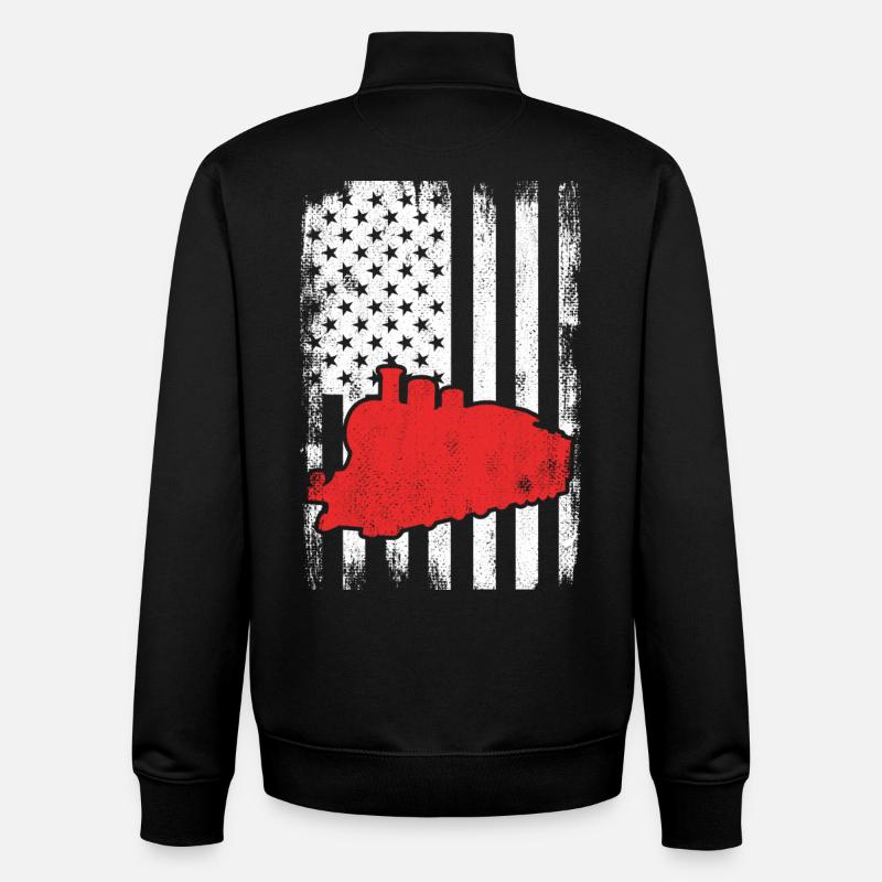 U.S. Patriotic Railroad Worker - Unisex Organic Zip Sweatshirt by Stanley/Stella - black