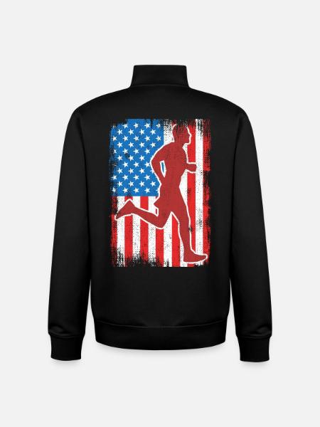 July 4 USA Running - Unisex Organic Zip Sweatshirt by Stanley/Stella - black