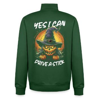 Yes I Can Drive a Stick Halloween - Unisex Organic Zip Sweatshirt by Stanley/Stella - bottle green - Back - AI Model Male 185 dark (185cm)