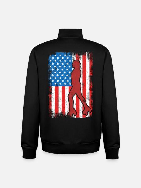 July 4 Roller Skating USA - Unisex Organic Zip Sweatshirt by Stanley/Stella - black
