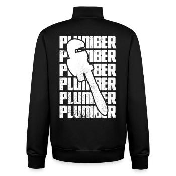 Funny plumber - Unisex Organic Zip Sweatshirt by Stanley/Stella - black - Back - AI Model Male 185 light (185cm)