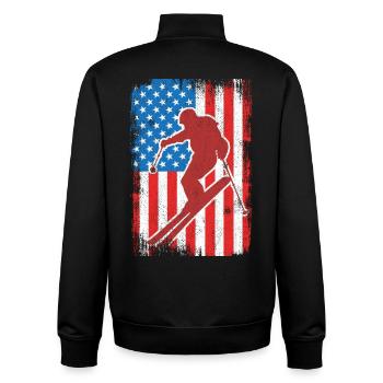 Skieur patriotique des États-Unis - Sweat zippé unisexe en coton bio Stanley/Stella - noir - Dos - AI Model Male 185 light (185cm)