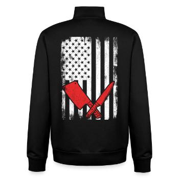 4. Juli USA Metzger - Unisex Organic Zip Sweatshirt von Stanley/Stella - Schwarz - Hinten - AI Model Male 185 light (185cm)