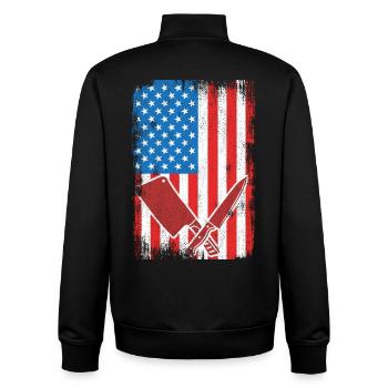US Flagge Schlachter - Unisex Organic Zip Sweatshirt von Stanley/Stella - Schwarz - Hinten - AI Model Male 185 light (185cm)