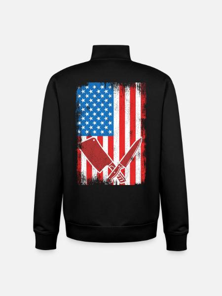 US Flagge Schlachter - Unisex Organic Zip Sweatshirt von Stanley/Stella - Schwarz