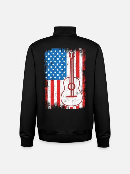 U.S. Flag Guitarist - Unisex Organic Zip Sweatshirt by Stanley/Stella - black