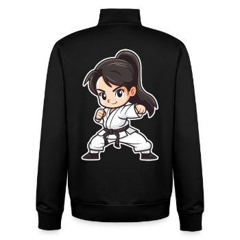 Karate Girl Cartoon Style - Unisex Organic Zip Sweatshirt by Stanley/Stella - black - Back - AI Model Male 185 light (185cm)