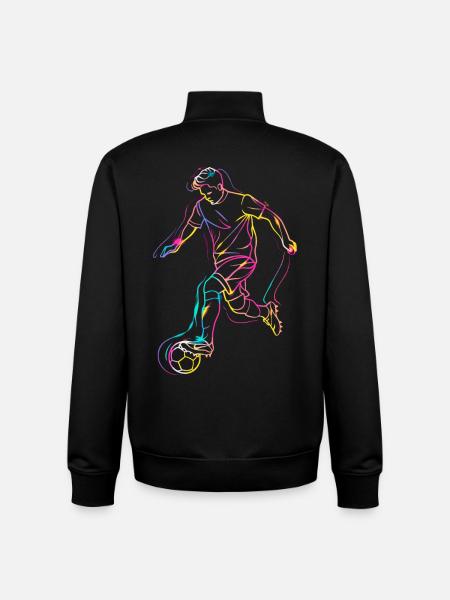 Soccer Player Line Art - Unisex Organic Zip Sweatshirt by Stanley/Stella - black