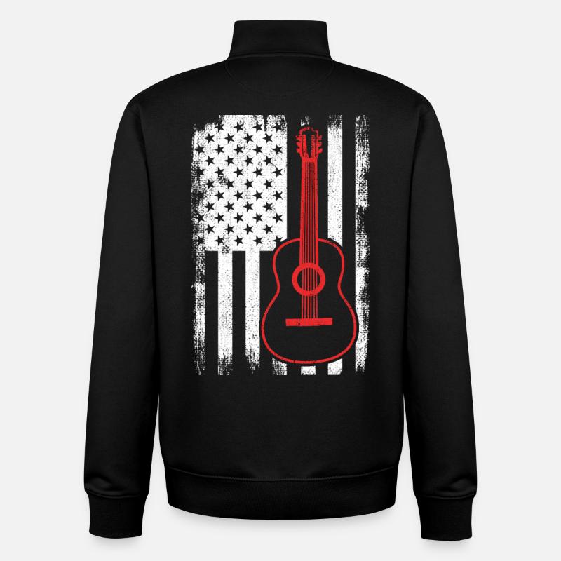 4 juillet Guitare États-Unis - Sweat zippé unisexe en coton bio Stanley/Stella - noir