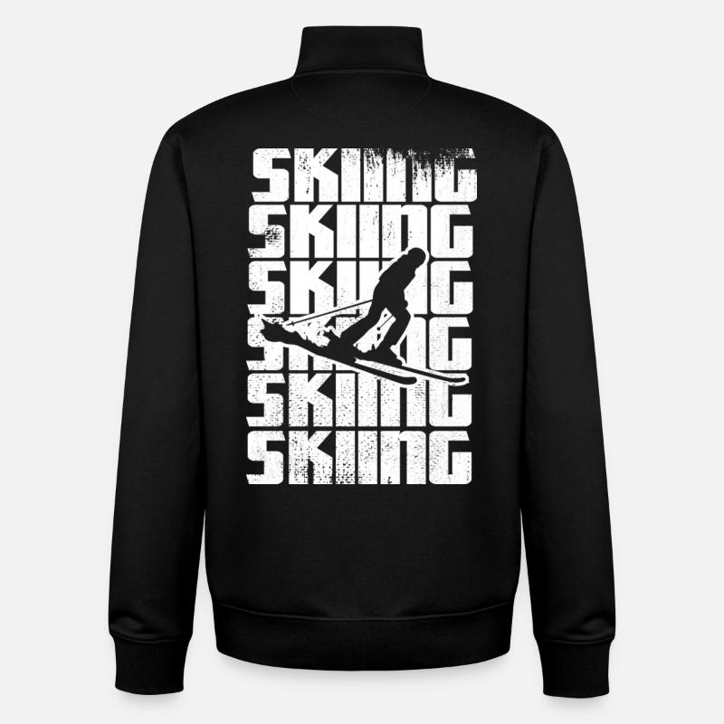 Drôle de skieur - Sweat zippé unisexe en coton bio Stanley/Stella - noir
