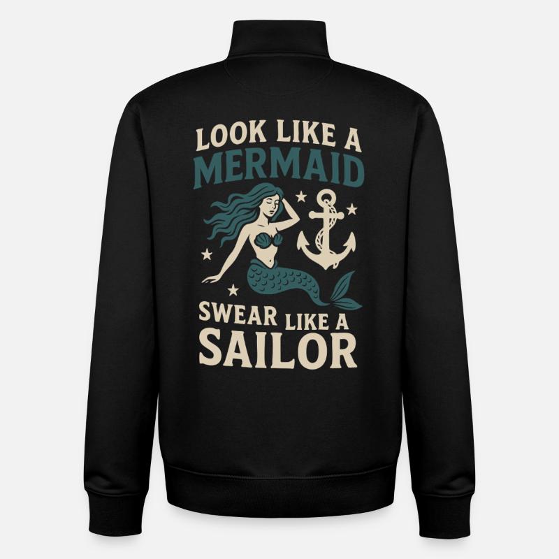 Regard de sirène, paroles de marin - Sweat zippé unisexe en coton bio Stanley/Stella - noir
