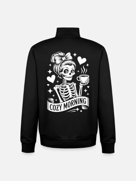 Cuddly Morning Skeleton Motif - Unisex Organic Zip Sweatshirt by Stanley/Stella - black