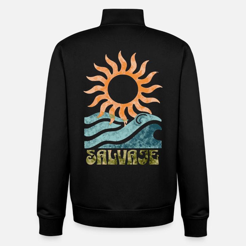 Surf Salvaje - Sweat zippé unisexe en coton bio Stanley/Stella - noir