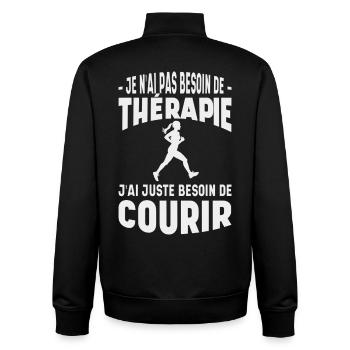 Pas Besoin de Thérapie J’ai Besoin de Courir - Sweat zippé unisexe en coton bio Stanley/Stella - noir - Dos - AI Model Male 185 light (185cm)