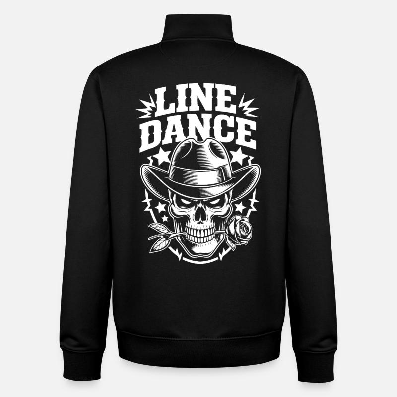Line Dance Skull Cowboy - Unisex Organic Zip Sweatshirt by Stanley/Stella - black