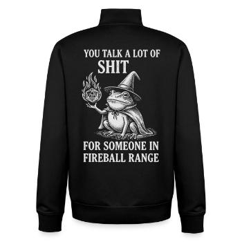 Fireball Range – Funny Frog Magician RPG - Unisex Organic Zip Sweatshirt by Stanley/Stella - black - Back - AI Model Male 185 light (185cm)