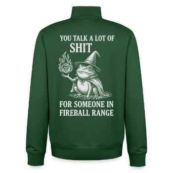 Fireball Range – Funny Frog Magician RPG - Unisex Organic Zip Sweatshirt by Stanley/Stella - bottle green - Back - AI Model Male 185 dark (185cm)