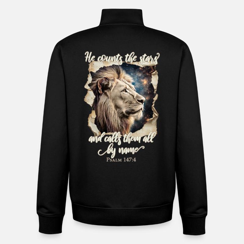 Löwe Bibelvers Christlich - Unisex Organic Zip Sweatshirt von Stanley/Stella - Schwarz