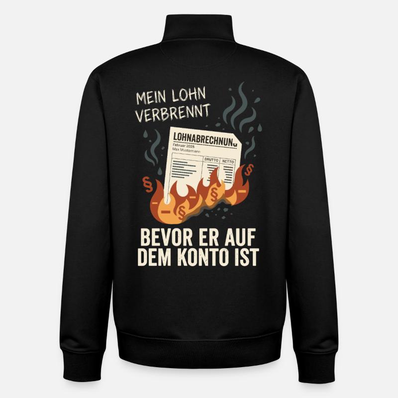 Mon salaire brûle - Sweat zippé unisexe en coton bio Stanley/Stella - noir