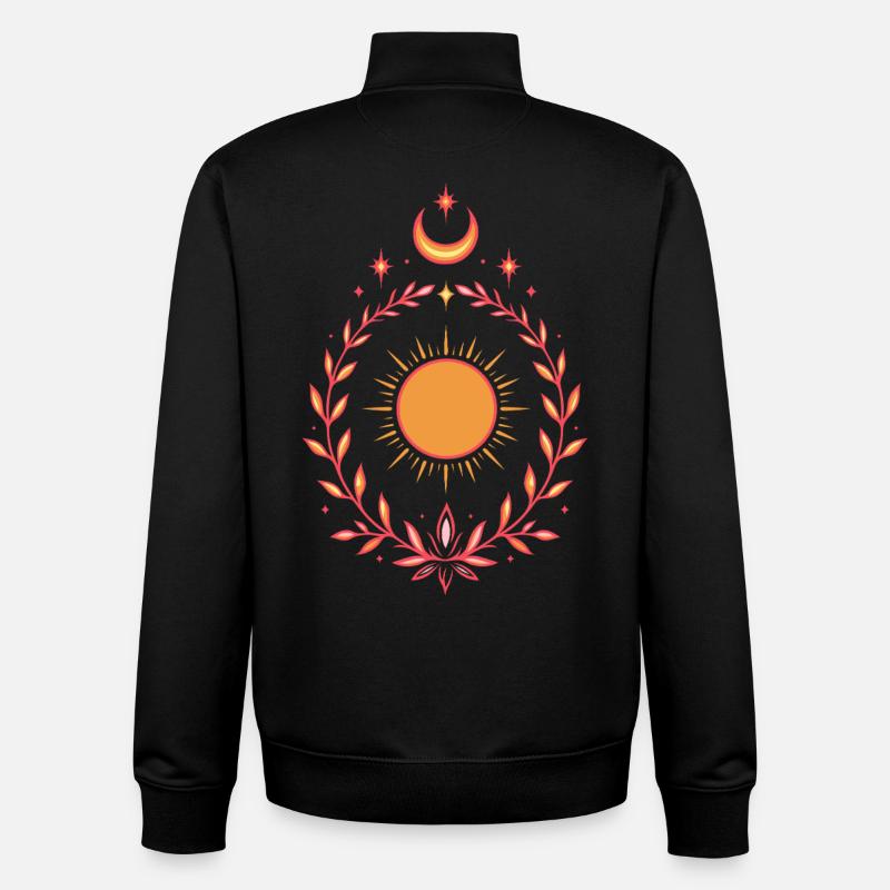 Midsummer Sun – Boho Litha Design - Unisex Organic Zip Sweatshirt by Stanley/Stella - black