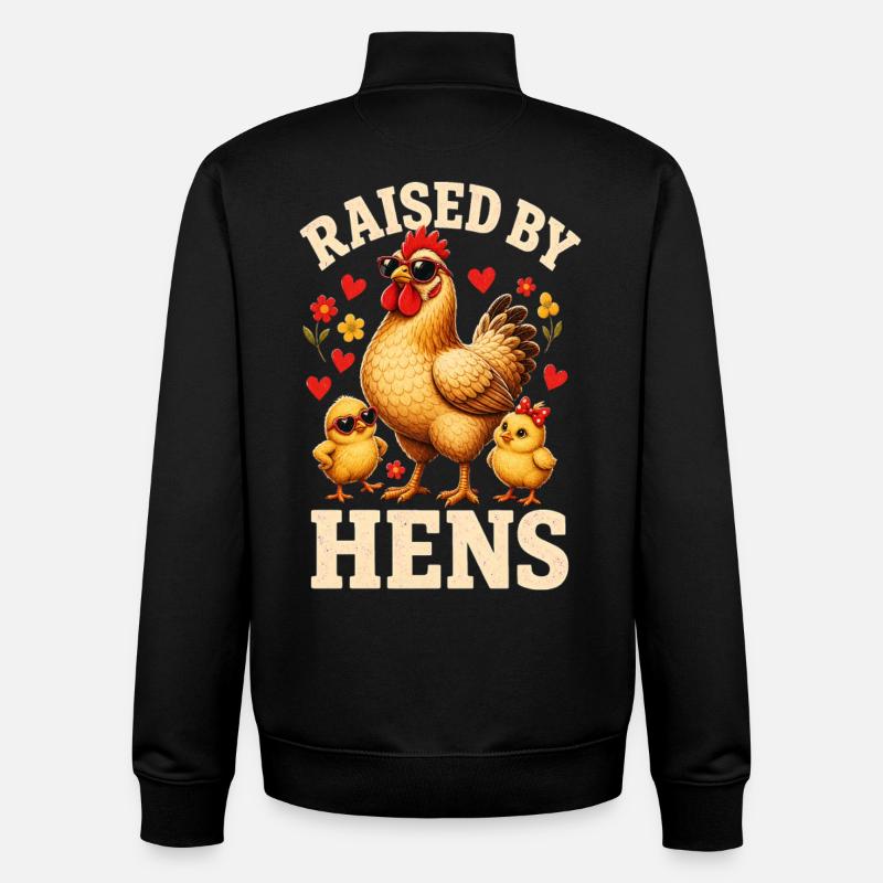 RAISED BY HENS - Unisex Organic Zip Sweatshirt von Stanley/Stella - Schwarz