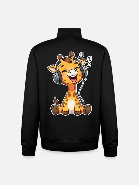 Giraffe Musik Hören Singen - Unisex Organic Zip Sweatshirt von Stanley/Stella - Schwarz