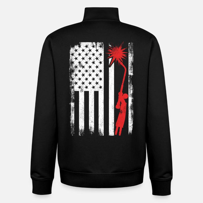 4 juillet Soudage aux États-Unis - Sweat zippé unisexe en coton bio Stanley/Stella - noir