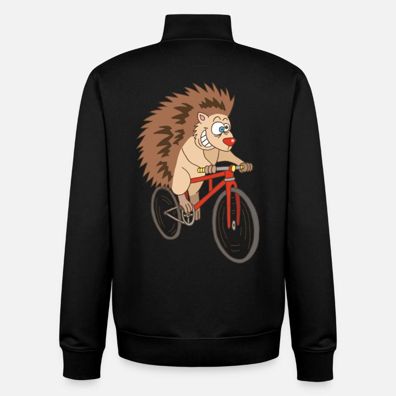 hérisson à vélo - Sweat zippé unisexe en coton bio Stanley/Stella - noir