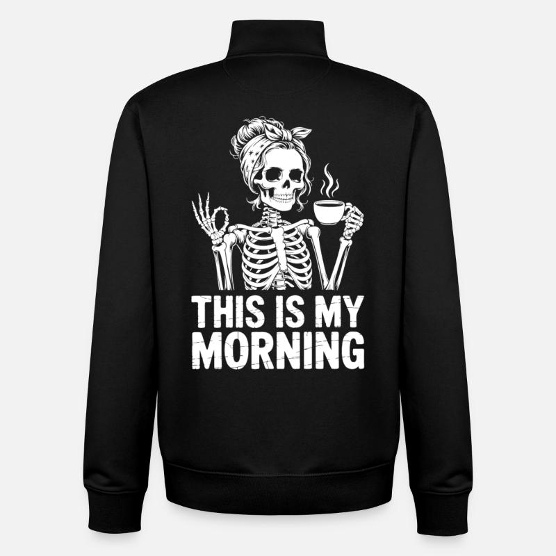 Skelett Kaffee Morgengruß - Unisex Organic Zip Sweatshirt von Stanley/Stella - Schwarz