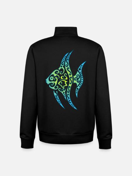 Blue Tropical Fish - Unisex Organic Zip Sweatshirt by Stanley/Stella - black