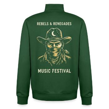 Rebels & Renegades Musik Festival Western - Unisex Organic Zip Sweatshirt von Stanley/Stella - Flaschengrün - Hinten - AI Model Male 185 dark (185cm)
