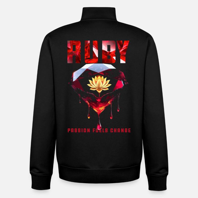 Birthstone July Ruby - Unisex Organic Zip Sweatshirt by Stanley/Stella - black