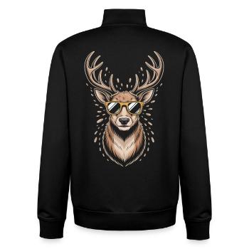 Deer with antlers and sunglasses - Unisex Organic Zip Sweatshirt by Stanley/Stella - black - Back - AI Model Male 185 light (185cm)