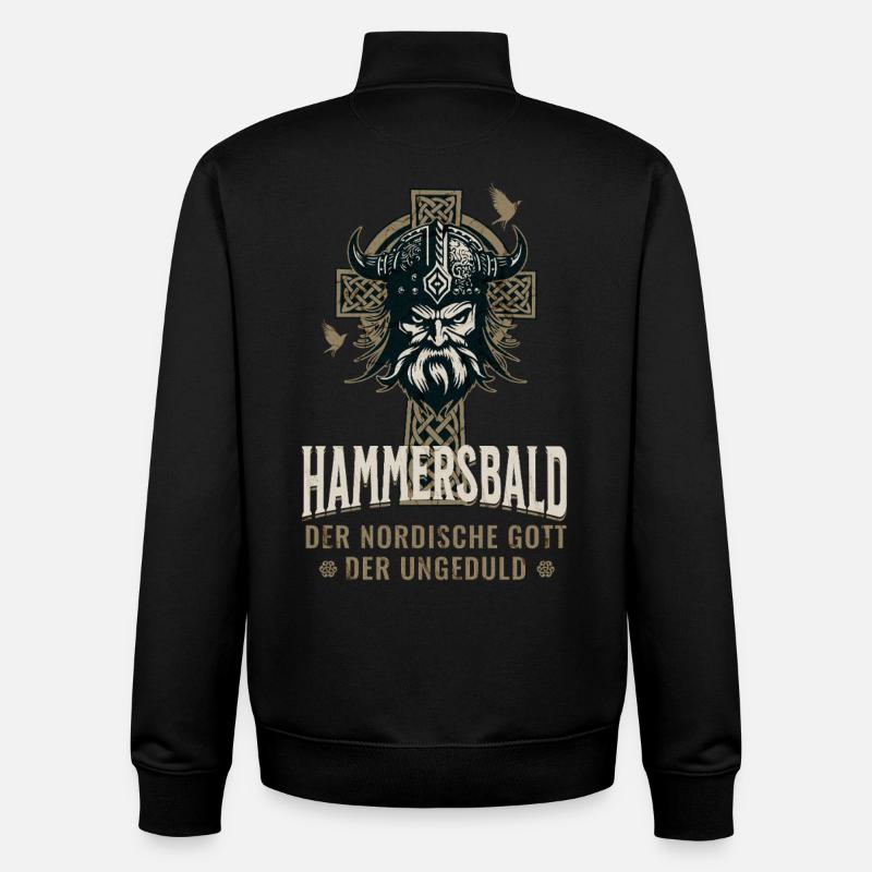 Hammersbald - Dieu viking drôle de l’impatience - Sweat zippé unisexe en coton bio Stanley/Stella - noir