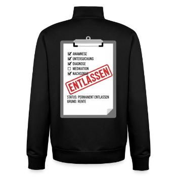 Dismissal Care Satire - Unisex Organic Zip Sweatshirt by Stanley/Stella - black - Back - AI Model Male 185 light (185cm)