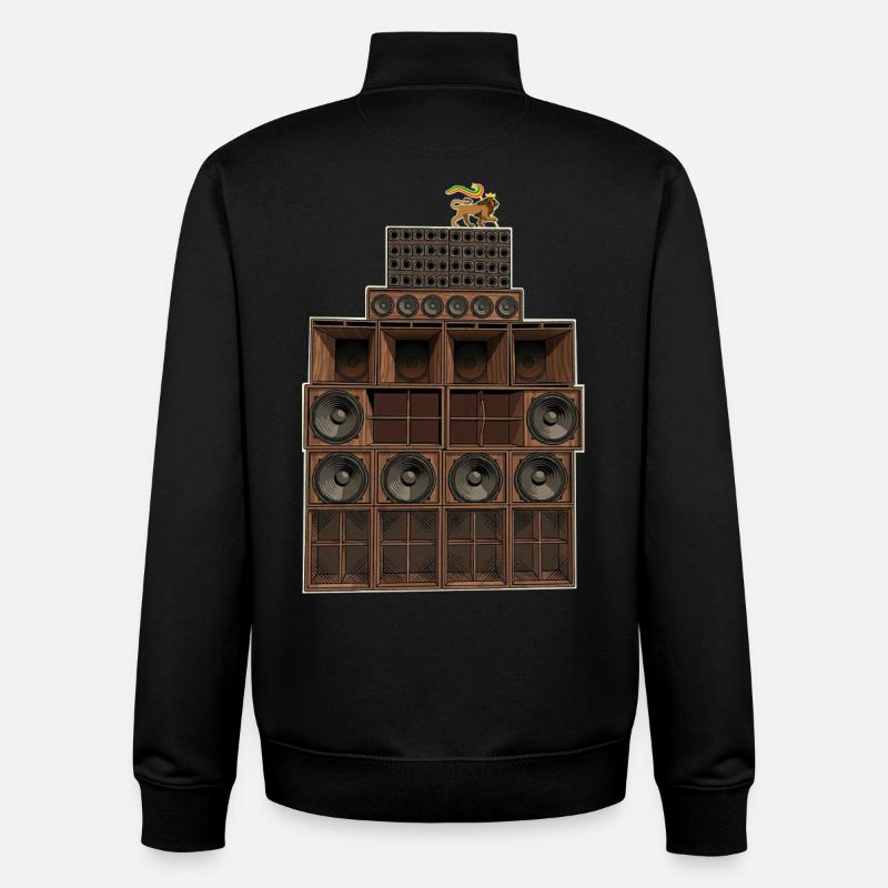 Système sonore reggae - Sweat zippé unisexe en coton bio Stanley/Stella - noir