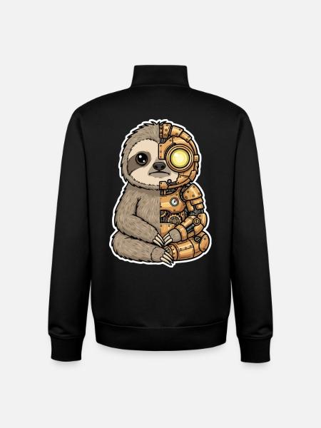 Sloth Cyborg Steampunk Mechanical Gold - Unisex Organic Zip Sweatshirt by Stanley/Stella - black