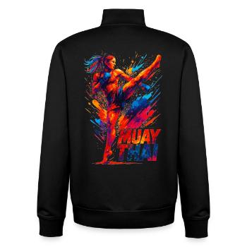 Muay Thai Kick : cadeau graphique abstrait pour boxeur - Sweat zippé unisexe en coton bio Stanley/Stella - noir - Dos - AI Model Male 185 light (185cm)