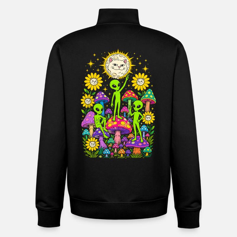 Außerirdische und Regenbogenpilze - Unisex Organic Zip Sweatshirt von Stanley/Stella - Schwarz
