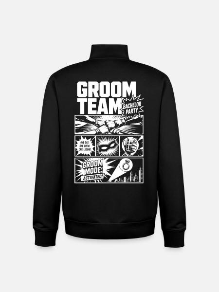 Groom Team Bachelor Party Comic - Unisex Organic Zip Sweatshirt von Stanley/Stella - Schwarz