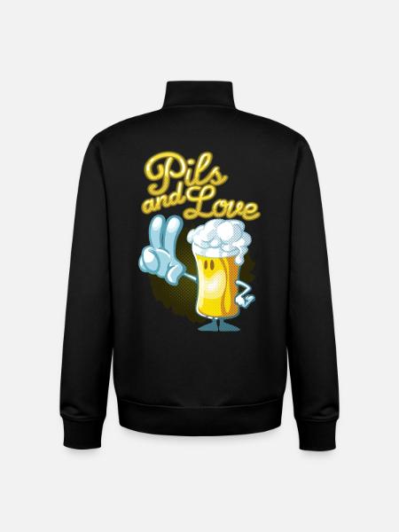 Pils and love toon - Unisex Organic Zip Sweatshirt by Stanley/Stella - black